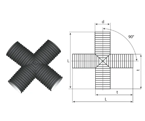 Крестовина гофрированная канализационная 315/271 пэ SN8/SN6