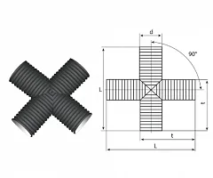 Крестовина гофрированная канализационная 250/216 пэ SN8/SN6